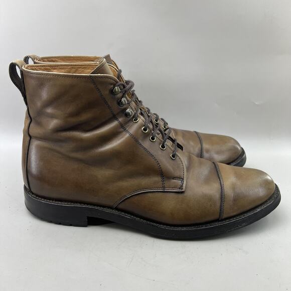 Allen Edmonds Andover Boots Men Size 11 B Brown Cap Toe Leather Vibram Mid Shoes - Picture 1 of 11